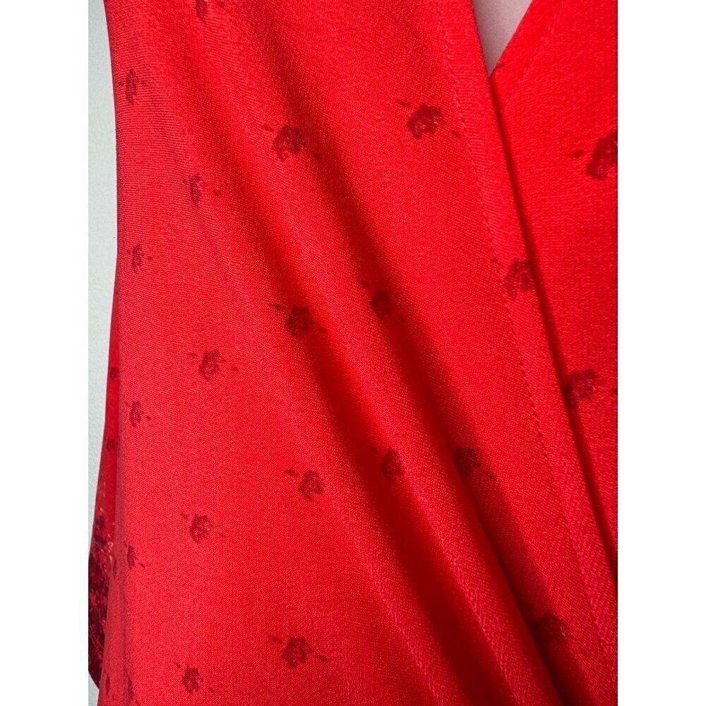 BCBGMAXAZRIA Adele Wrap Midi Dress V-Neck Size XS Lipstick Red Retro - Picture 10 of 12